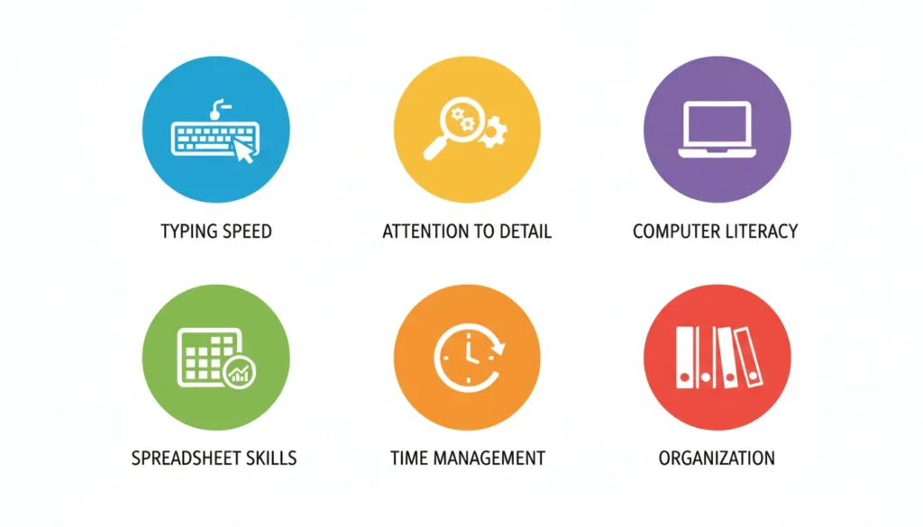 Infographic showing 6 essential data entry skills for beginners