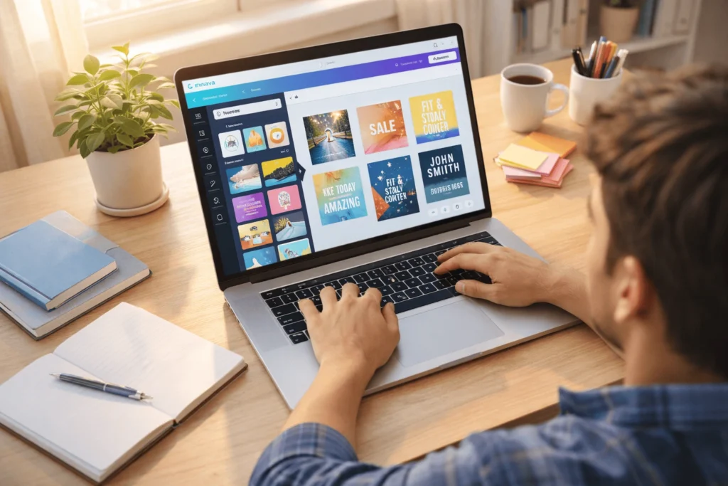 An online tutor on a video call teaching a student through a laptop screen from home