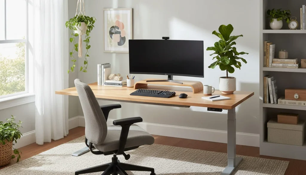 Clean organized home office workspace