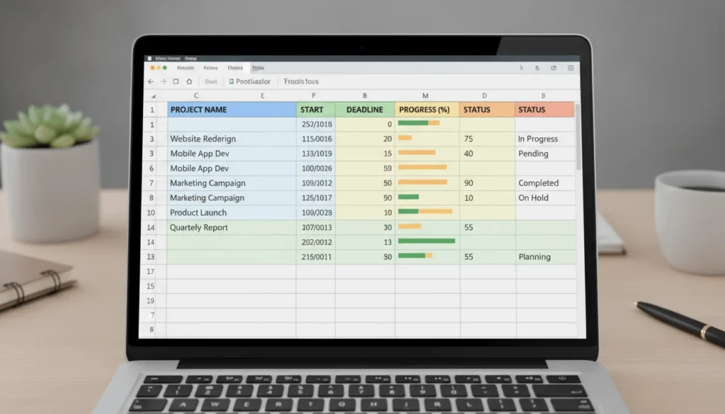 Organized Google Sheets spreadsheet with labeled columns for data entry