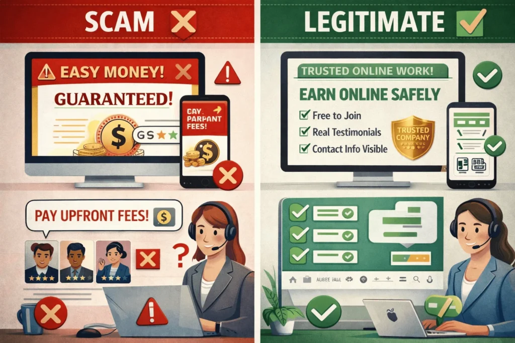 Scam vs legitimate platforms