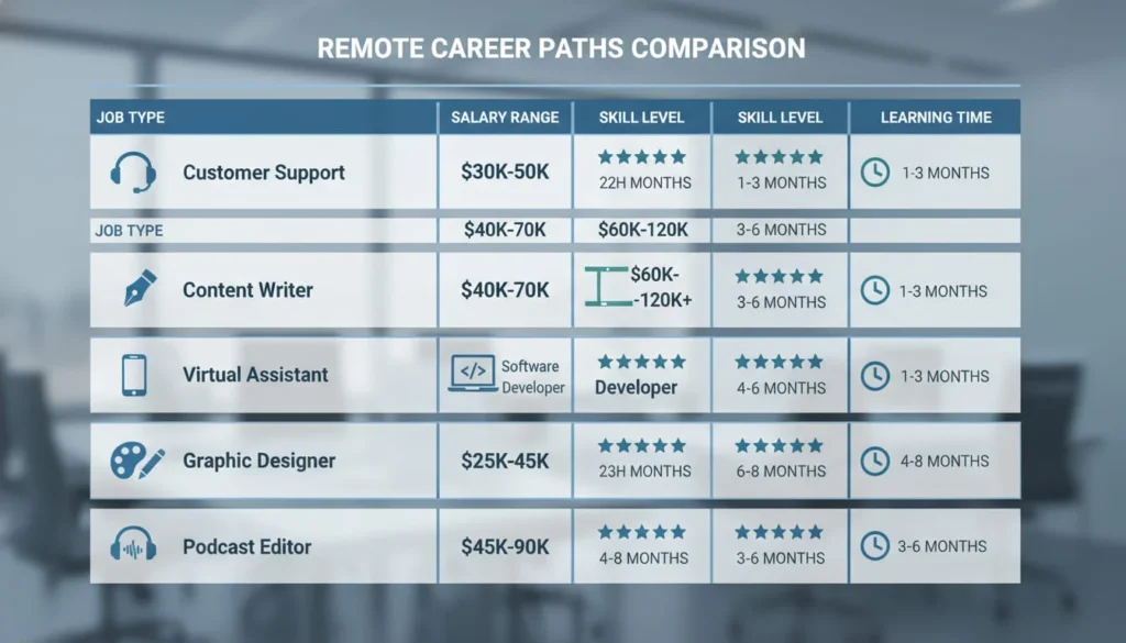Remote Job Types Comparison Table Visualization