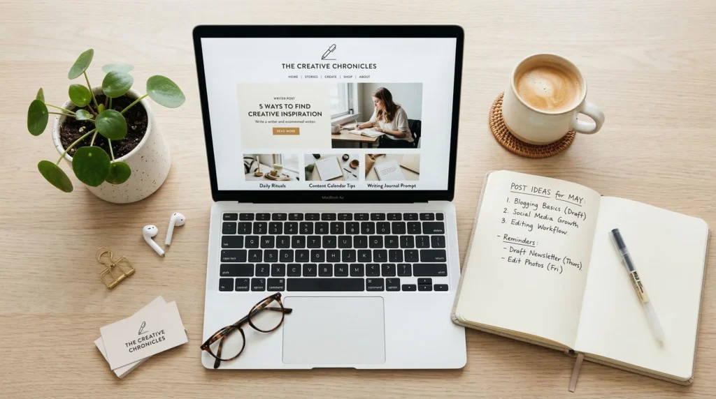 Start a blog to earn money online - laptop showing blog homepage