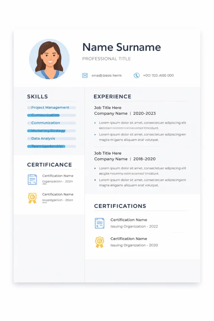 skills, experience, and certifications highlighted