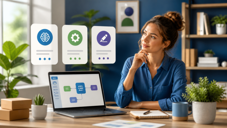 Small business owner comparing AI tools