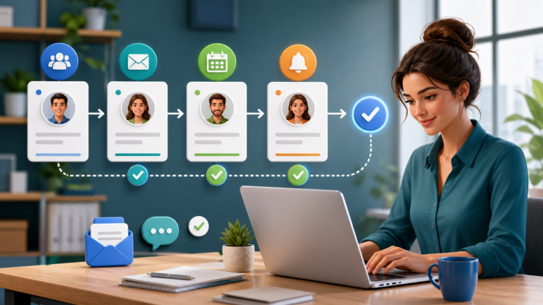 Customer follow-up workflow with reminders and contact cards