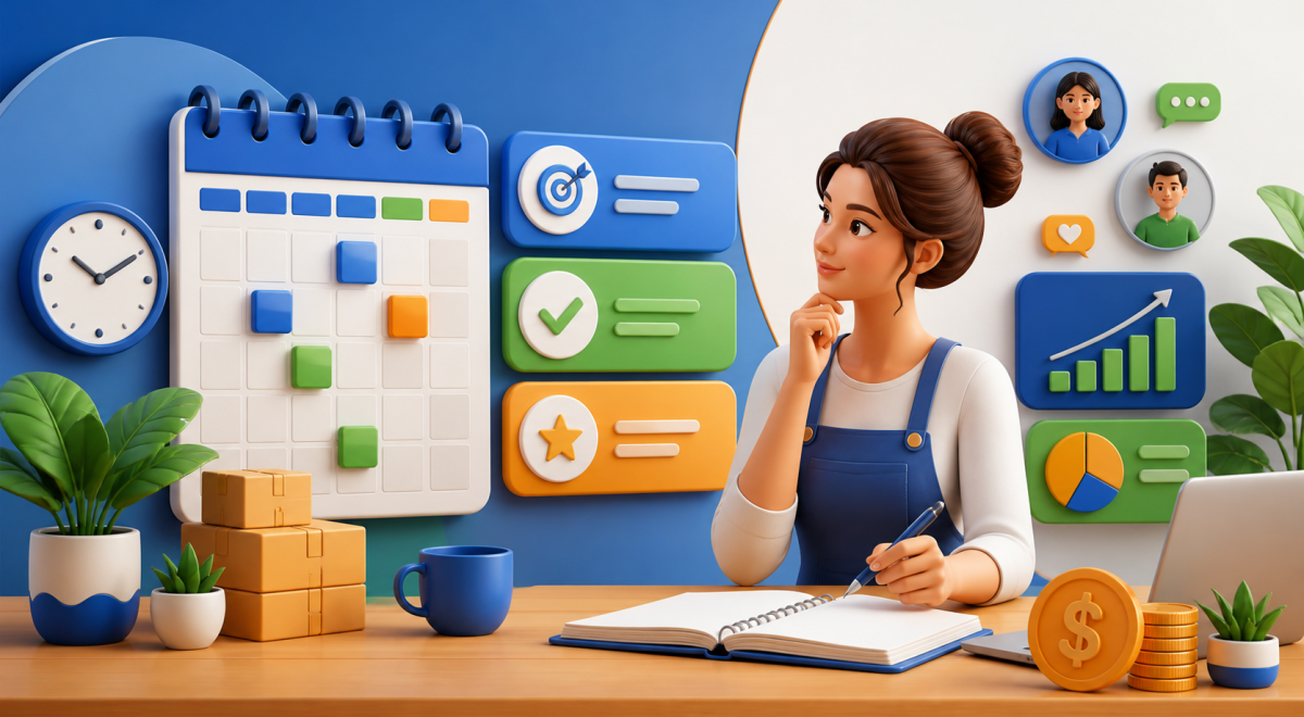 Small business owner planning weekly priorities and goals